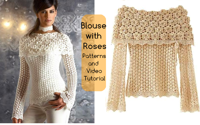 blouse with roses crochet