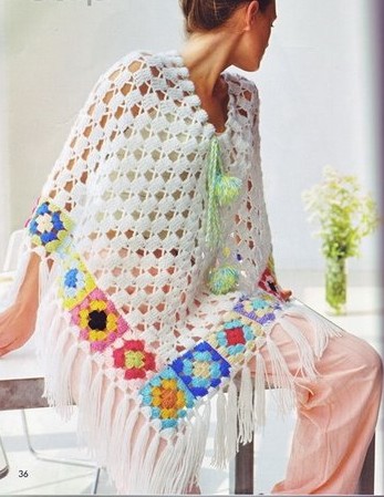 white-crochet-poncho-with-colored-squares-and-fringes-4